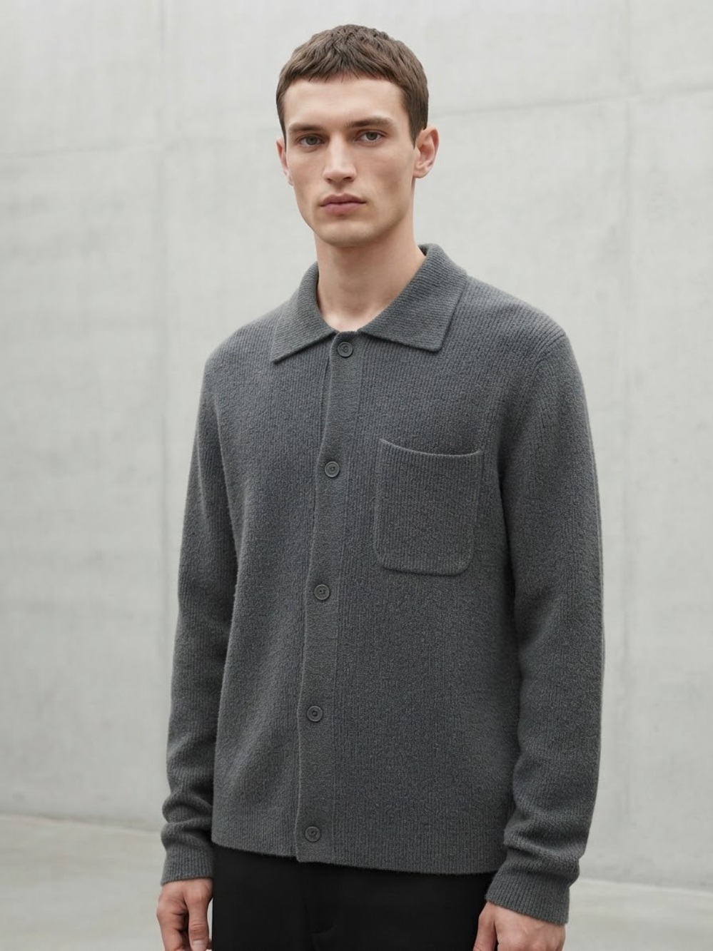 COS Collared Knit Button-Down Cardigan with Pocket